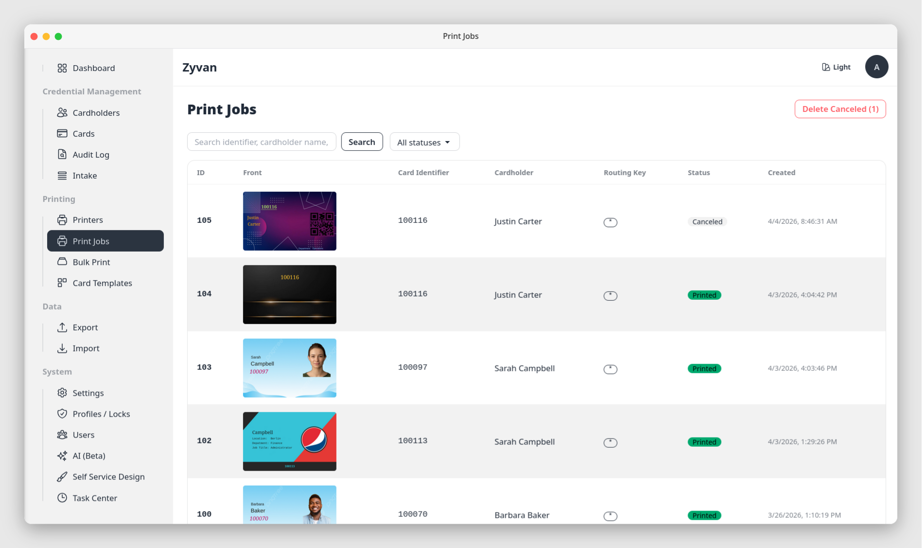 Print jobs queue